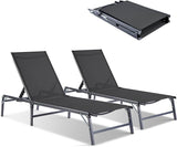 Outdoor Chaise Lounge Chair Set of 2, Foldable & Assemble-Free, 6 Adjustable Positions, Durable Rust-Resistant Frame - Photo 1