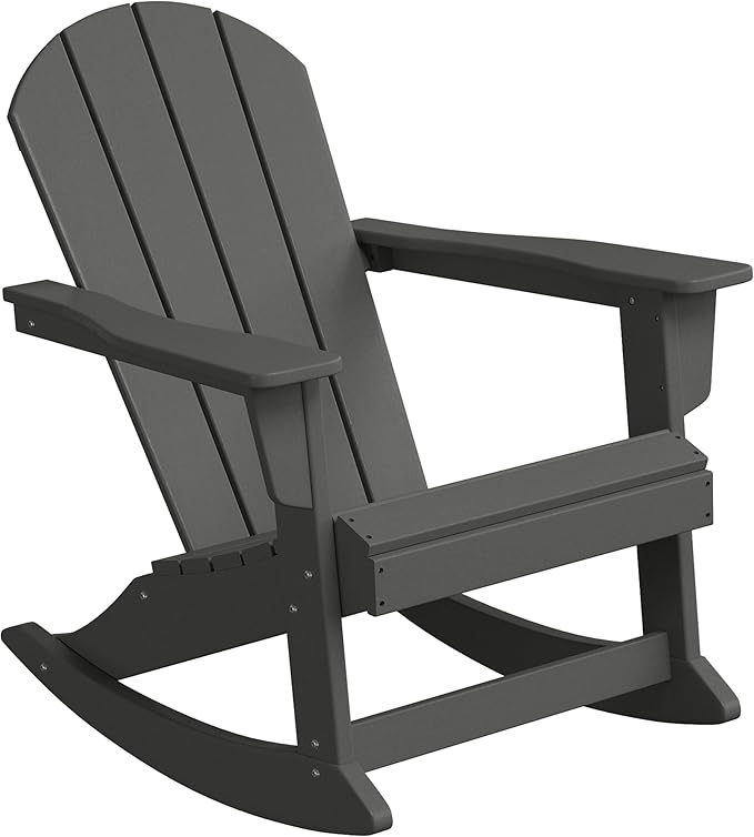WestinTrends Malibu Outdoor/Patio Poly Adirondack Rocking Chair, Gray