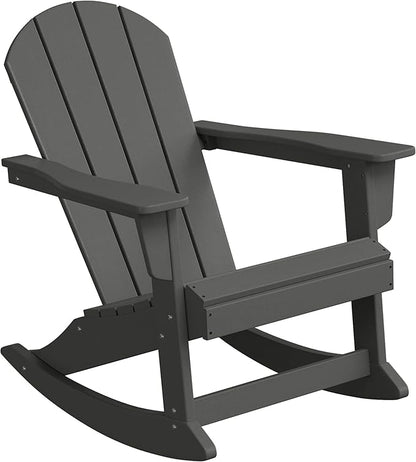 WestinTrends Malibu Outdoor/Patio Poly Adirondack Rocking Chair, Gray