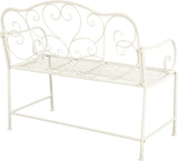 Merax 41 Inch Outdoor Garden Bench, Iron Metal Frame Patio Park Bench with Curled Decorative Pattern Backrest - Photo 7