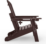 WestinTrends Malibu Folding Adjustable Adirondack Chair with Retractable Ottoman and Cup Holder (Set of 2), Dark Brown - Photo 9