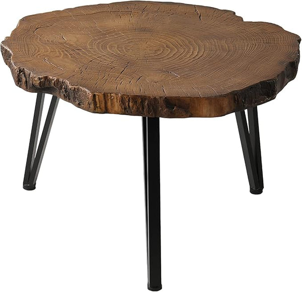 SUNBURY Outdoor Coffee Table, 31" W Faux Wooden Coffee Table, Modern Round Coffee Table for Patio - Photo 1