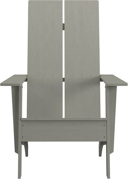 EMMA + OLIVER Gray Modern Dual Slat Back Indoor/Outdoor Adirondack Style Patio Chair
