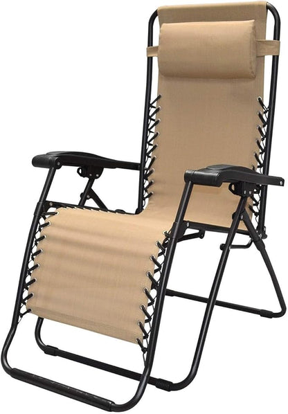 Caravan Canopy Infinity Zero Gravity Steel Frame Patio Deck Chair, Beige (Pair)