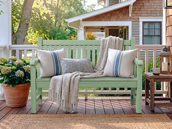 Psilvam Garden Bench, 2-Person Poly Lumber Patio Bench, All-Weather Outdoor Bench that Never Rot, Memorial Bench, Suit for Garden, Porch and Park (Green)