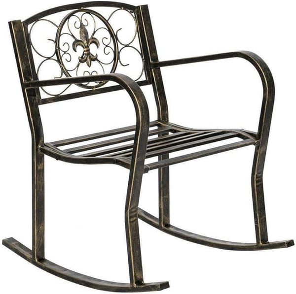 Rocking Chair Metal Porch Rocker Balcony Deck Outdoor Garden Seat Living Room - Photo 1