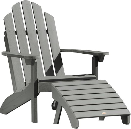 Highwood AD-KITCLAS3-CGE Classic Westport Adirondack Chair with Ottoman, Coastal Teak