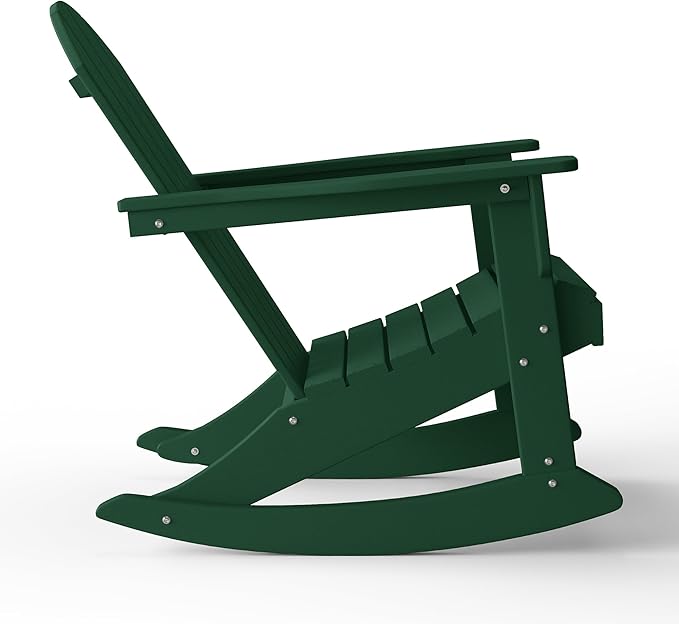 WestinTrends Malibu 2 Piece Set Outdoor/Patio Poly Adirondack Rocking Chairs (2 Seater), Dark Green