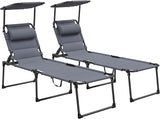 Outsunny 2 Pieces Outdoor Lounge Chair, Adjustable Backrest Folding Chaise Lounge - Photo 1