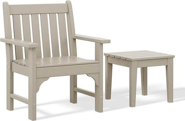 Costaelm Outdoor Patio Table and Chairs Set of 2, 2-Piece HDPE Garden Chair with Square Adirondack Side Table Set - Photo 1
