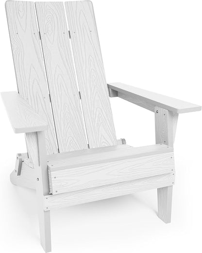 YEFU Adirondack Chairs Oversize Folding :400lb Weight Capacity - Plastic Adirondack Chairs - High Back Modern Like Wooden - All-Weather Use for Outdoor/Patio/Fire Pit/Garden/Camping - (White)