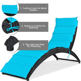 DORTALA Foldable Patio Lounge Chair, Outdoor Rattan Wicker Chaise with Cushion for Backyard Garden Lawn Balcony Poolside - Photo 6