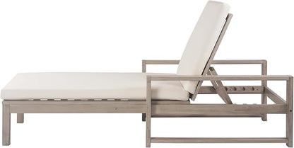 Outdoor Lounge Chairs, 6-Position Patio Chaise Lounge with Cushion & Adjustable Backrest for Backyard, Deck, Pool and Lawn (2, Gray-A)