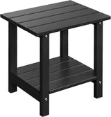 Adirondack Outdoor Side Table, 16.6" Small Patio End Table, 2-Tier HDPE Plastic Table for Poolside Porch Garden - Photo 1