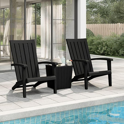 Outdoor Adirondack Chairs Set of 2 Black 33.5 x 24.8 x 36.6 in Polypropylene Weather-Resistant Patio Armchair for Garden Balcony Porch Backyard Seating