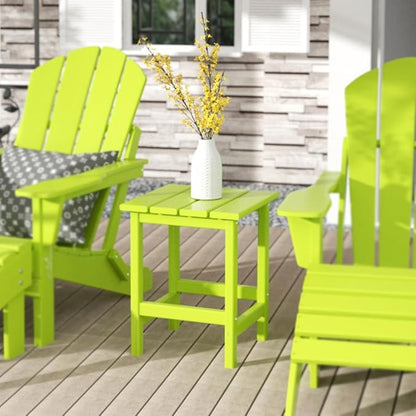 Costaelm Square Outdoor Side Tables, Adirondack Patio Tables for Outside, HDPE Patio End Table Weather Resistant, Balcony Table for Pool, Seaside, Backyard, Porch, Indoor Companion, Lime