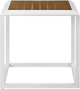 Modway Stance Outdoor Patio Contemporary Modern Wood Grain Aluminum Accent Side Table In White Natural - Photo 3