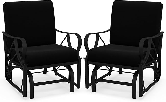 Tangkula Outdoor Patio Glider, Metal Framed Gliding Chair with Cushion - Photo 1