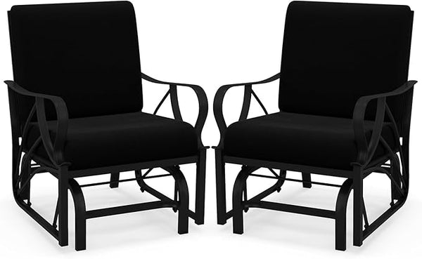 Tangkula Outdoor Patio Glider, Metal Framed Gliding Chair with Cushion - Photo 1