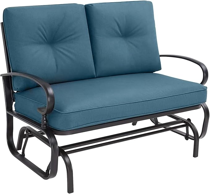 Crownland Outdoor Patio Glider Chair, Rocking Glider Bench for 2 Person, Porch Furniture Loveseat Seating - Photo 1
