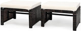 Tangkula 2 Pieces Patio Rattan Ottomans, All Weather Outdoor Footstool Footrest Seat with Soft Cushion, Hidden Zipper - Photo 1