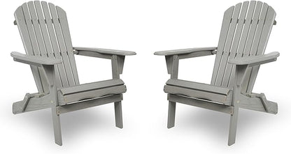 KEVINSPACE Adirondack Chair Folding AdirondackChairs Set of 2 Outdoor Chairs PatioChairs Setof2 Solid Wood Porch ChairsFire for Adult PitChairs Front PorchChairs for Garden Backyard Beach Gray
