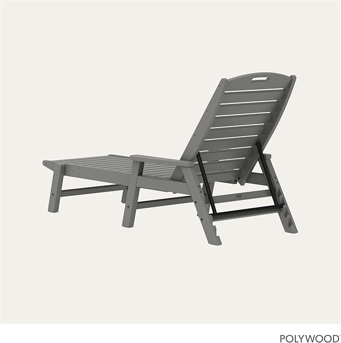 POLYWOOD NCC2280GY Nautical Arms Chaise, Slate Grey