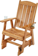 HOMREST Wooden Patio Glider Chair with Cup Holders Heavy Duty 700LBS Outdoor Rocking Chair with Ergonomic Deep - Photo 1