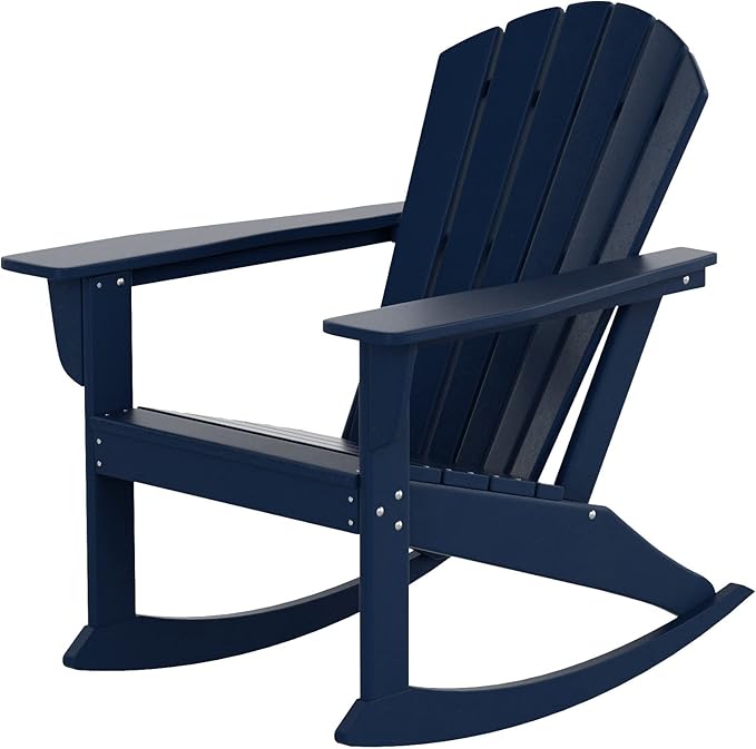 WO WESTIN OUTDOOR HDPE Altura Outdoor Rocking Poly Adirondack Chair, Navy Blue