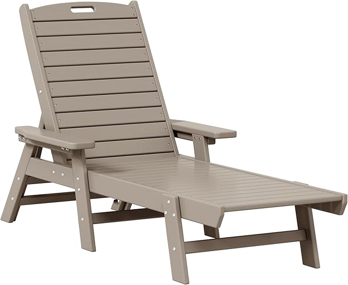 WestinTrends Malibu Poly Reclining Chaise Lounge Weathered Wood