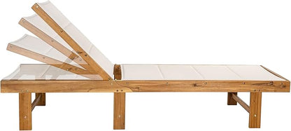JONATHAN Y LNG1103A Lagunan 77.17"x26.38" Modern Minimalist Foldable Adjustable Wood Chaise Outdoor Lounge Chair, for Pool, Deck, Poolside, White/Natural