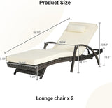 KEIKI Wicker Outdoor Chaise Lounge Chairs Set of 2 for Patio & Pool Side with 5-Level Adjustable Backrest and Cushions - Photo 2