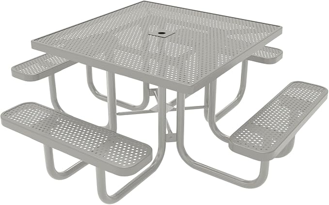 COATEDOUTDOORFURNITURE Heavy-Duty Portable Outdoor Picnic Table with Umbrella Hole - Photo 1
