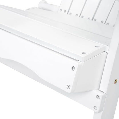 Outdoor Folding Adirondack Lounge Chairs,Acacia Wood Patio Chairs,Slatted Seat and Back,Wooden Handrail Lawn Chairs,Suitable for Lawn, Swimming Pool and Garden (White)