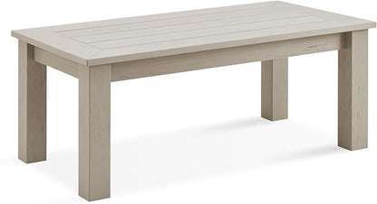 Psilvam Outdoor Coffee Table, 47.2" Poly Lumber Modern Rectangle Large coffee table, Weatherproof patio coffee Table That Never Rot and Fade, Patio Furniture suit for Porch, Balcony, Living Room(Grey)