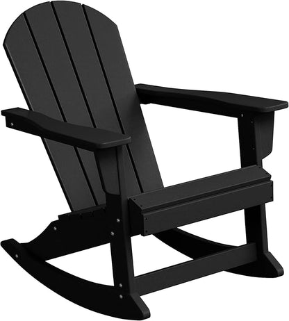WestinTrends Malibu Outdoor/Patio Poly Adirondack Rocking Chair, Black