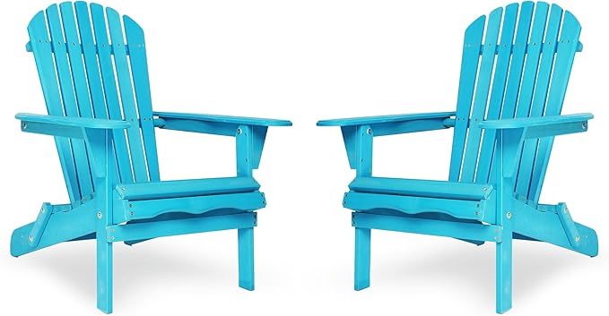KEVINSPACE Adirondack Chair Folding AdirondackChairs Set of 2 Outdoor Chairs PatioChairs Setof2 Solid Wood Porch ChairsFire for Adult PitChairs Front PorchChairs for Garden Backyard Beach Blue