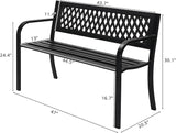 VINGLI 47'' Outdoor Bench, Weather Resistant Garden Patio Bench Powder Coated Iron Frame w/PVC Mesh Backrest Slatted - Photo 3
