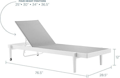 Modway Charleston Outdoor Patio Aluminum Metal Chaise Lounge Chair in White Gray