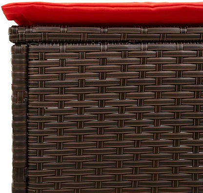 Brown Adjustable Chaise Lounge 21.5"x30.7"x15", 5-Position Rattan Recliner with UV-Resistant Frame, Removable Cushions for Garden, Poolside, Balcony