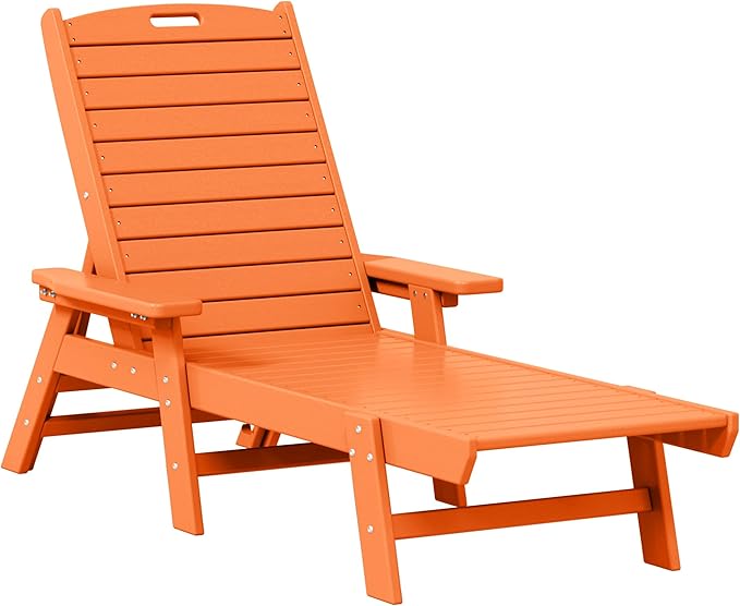 WestinTrends Malibu Poly Reclining Chaise Lounge (Set of 2) Orange - Photo 7