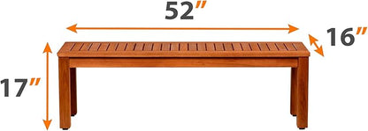 Amazonia Aster Backless Patio Eucalyptus Wood | Ideal for Outdoors and Indoors, 53", Brown Bench