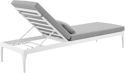 Modway EEI-3301-WHI-GRY Perspective Cushion Outdoor Patio Chaise Lounge Chair in White Gray
