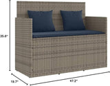 Patio Bench with Cushions Gray Poly Rattan Deck Bench Outdoor Bench Garden Bench Porch Bench for patios, Gardens, Decks - Photo 3