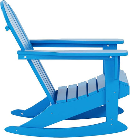 WestinTrends Malibu Outdoor Patio Porch Rocking Adirondack Chair (Set of 4), Pacific Blue