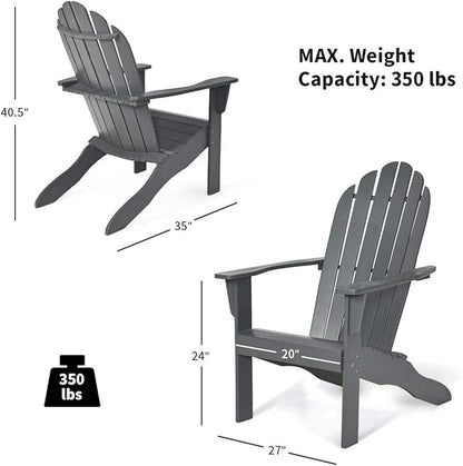 Giantex Adirondack Chair Set of 4 Acacia Wood Outdoor Chairs with 350 lbs Weight Capacity, Lounge Chair Armchair for Yard, Patio, Garden, Poolside, Balcony, Deck Fire Pit Chairs, Gray