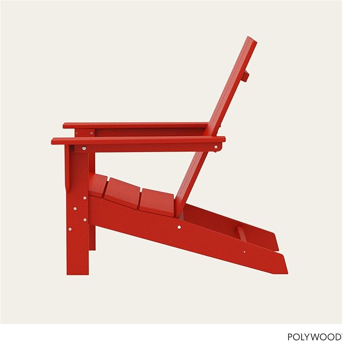 POLYWOOD Contemporary Modern Oversized Adirondack Chair in Sunset Red - Photo 5