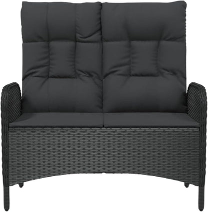 Reclining Garden Bench Black, Black Park Bench Garden Seating for Outdoor Lawn