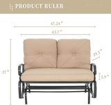 SUNCROWN Outdoor Swing Glider Chair, Patio 2 Seats Loveseat Rocking Chair with Cushions, Steel Frame Furniture - Brown - Photo 2