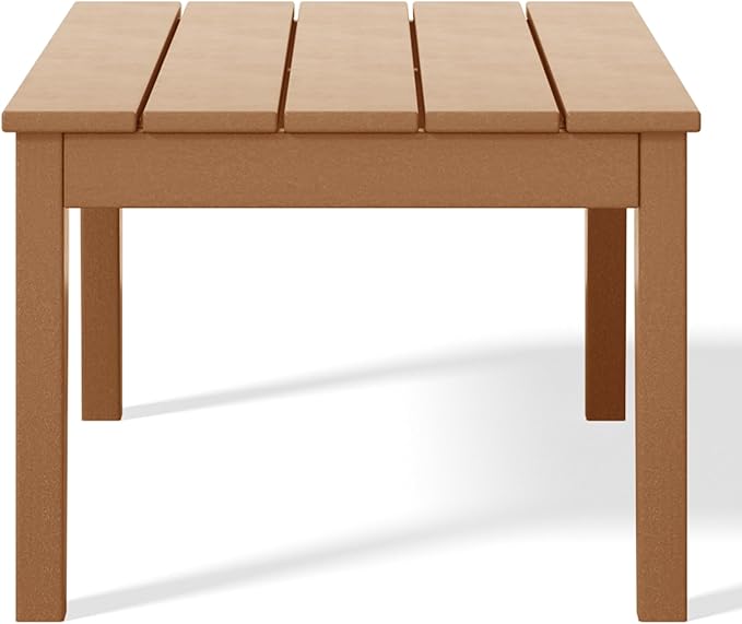 WestinTrends Malibu Low Outdoor HDPE Patio Rectangle Coffee Table, Teak - Photo 7
